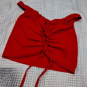 Red Ruched Crop Top