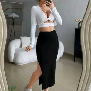 Side Slit Women Long Skirt