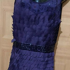 Purple Feather Look Party Wear Dress.