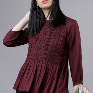 Burgundy Peplum Top