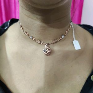 Pure Silver Necklace Rose Gold Colour