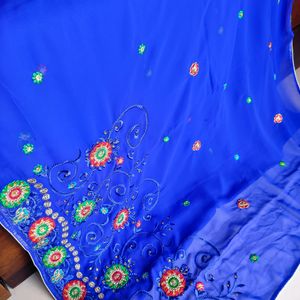 New Without Tag Embroidered Saree