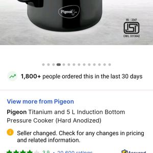 Pigeon Unused 5 Liters Pressure Cooker