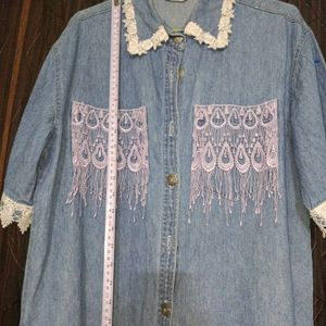 ( Free Ship.) Y2K/NAVRATRI Denim Shirt