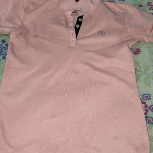 Twizt T Shirt For Girls (S) Orange Solid