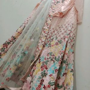 Peach Flower Lehnga Two Blouse