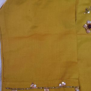 Yellow Suit With Organza Dupatta