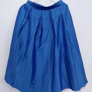 Blue Flared Midi Skirt