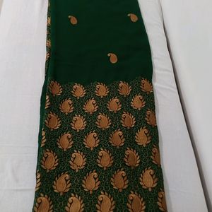 Green Wedding & Festival Designer Saree With Blous