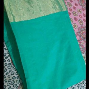 Unused Green Cotton Blend Saree