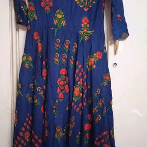 Blue Floral Printed Kurti.