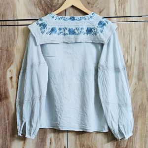 Light Grey Embroidery Work Top Si,e-38-40