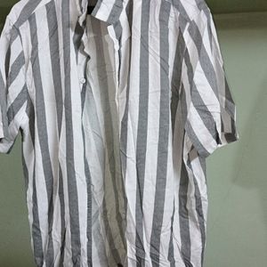 unisex white grey stripe shirt