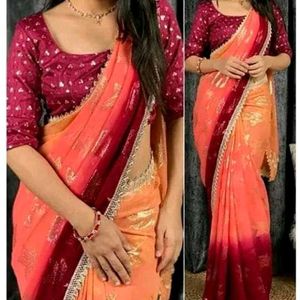 Saree With Ready Blouse Size 36