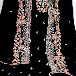 Black Embroidery Fancy Dress Material