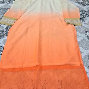 Very Beautiful Long Kurta With Cream Orange Colour