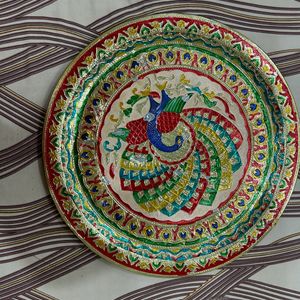 Minakari Peacock Work Pooja Thali (Pack Of 2)