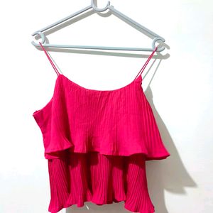 Tokyo Talkies Fuchsia pink Pleated Tiered Top