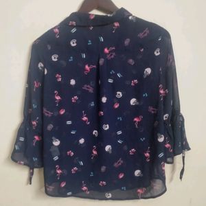 Navy Blue Sheer Top(Women's)