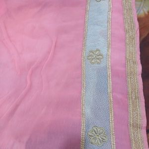 New Pretty Pink Stylish Saree With Blouse