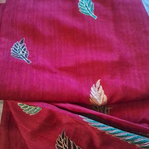 Red Colour Embroidery Saree