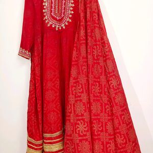 Rajasthani Red Anarkali Kurta Set