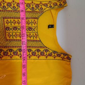 Yellow Embroidery Kurti With Dupatta