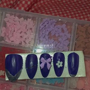 Purple 5 Nail Set Korean Style