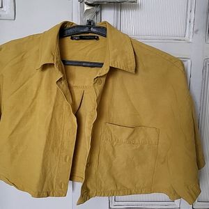 Zara mustard Cropped Shirt