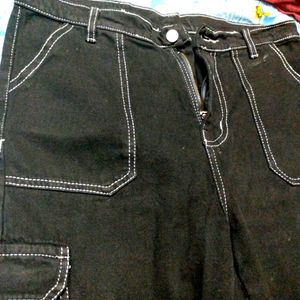 Women New Black Denim Cargo Jeans