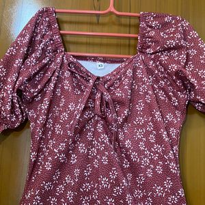 Maroon Sexy Flowers Dress