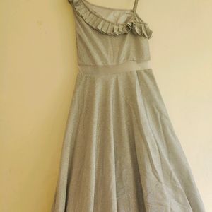 Party Wear Gown In Silver Colour