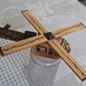 Handmade Wooden Model of a Helicopter