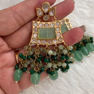 Green Kundan Earrings