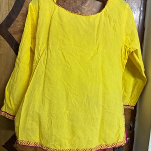 Kurta Ethnic Yellow Top Biba Women