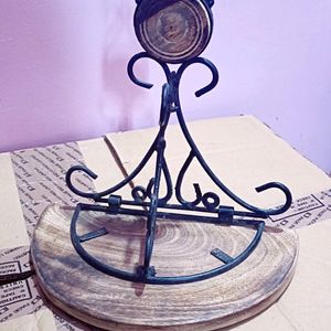 Wood & Wrought Iron Wall Shelf | Foldable Bracket