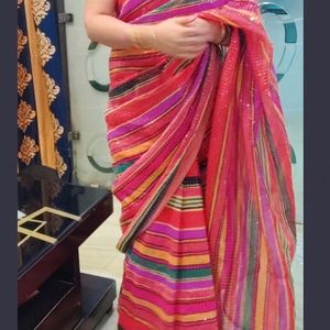 Beautiful Print Saree With all over sequence Work