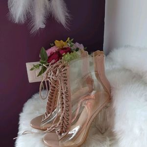 CLEAR NUDE LACE BOOTS🤍