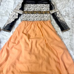 Designer Peach Dress Set With Embroidery Work