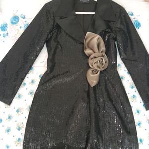 ZABELLA Black Sequin Blazer Cum Dress