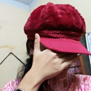 Korean Combo-Velvet Cap With Pearl Clip