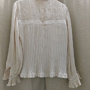 High-neck Pleated Top