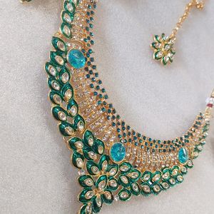 Stone-Studded Gold-Plated Necklace Set