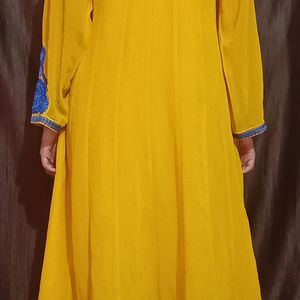 Yellow Blue Anarkali Suit