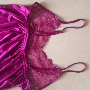 Satin Lingerie Top And Skirt