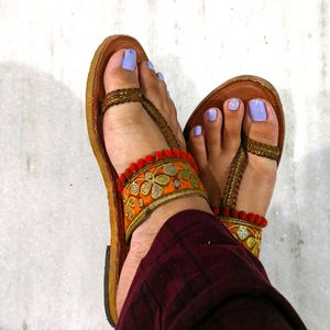 Beautiful Orange Sandal For Kurti