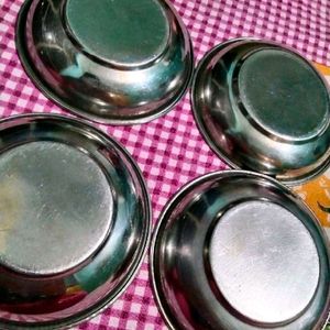 Combo Of 4 Halwa Plates( Small Steel Bowls/Plates)