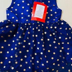 Beautiful Star Printed Frock For 3-4 Year Girl