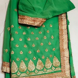 Green Golden Design Saree