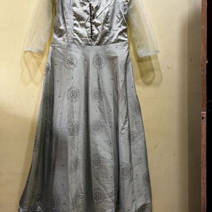 Pista Green FestiveWear Long Frock & Dupatta SizeL